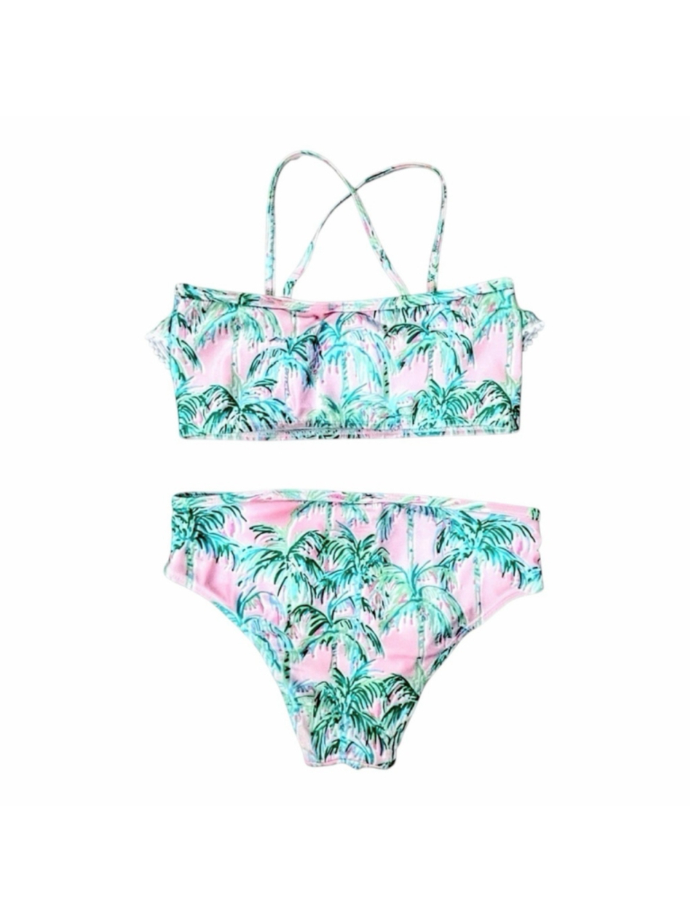 Tommy Bahama Girls Large Tropical Swim Set Two Piece Bikini & Tassel Cover Up - Picture 3 of 16